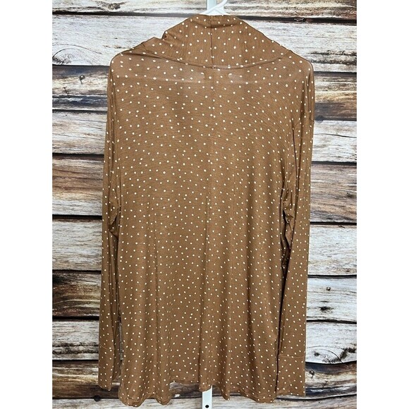 Maurices Light Weight Long Sleeve Open Front Cardigan Brown Polka Dot Large New - Picture 5 of 8